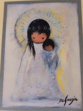 Degrazia 's Young Madonna With Flower Halo Mother and Child Home Art Tile